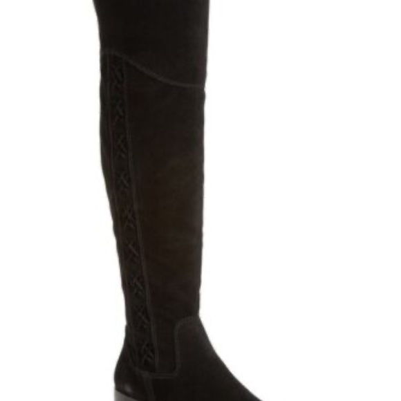 NEW VINCE CAMUTO Boots Kreesell Black Suede Leather SUEDE Knee High Boots TALL - Picture 3 of 9
